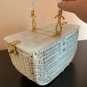 StyleCraft wicker and lucite purse